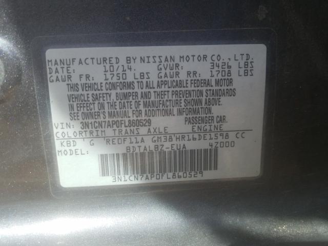 2015 NISSAN VERSA S 3N1CN7AP0FL860529