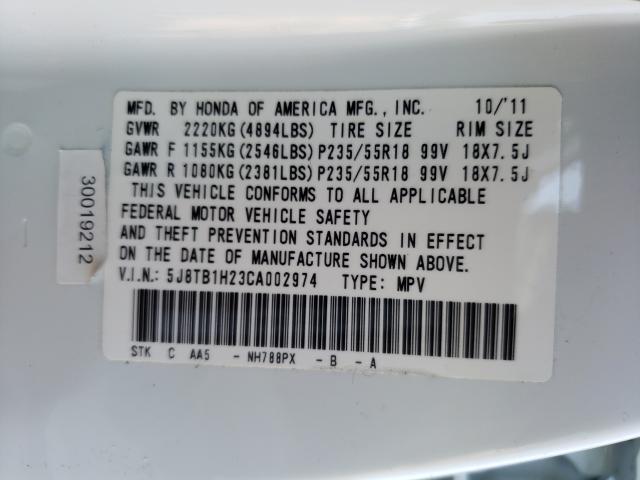 2012 ACURA RDX 5J8TB1H23CA002974