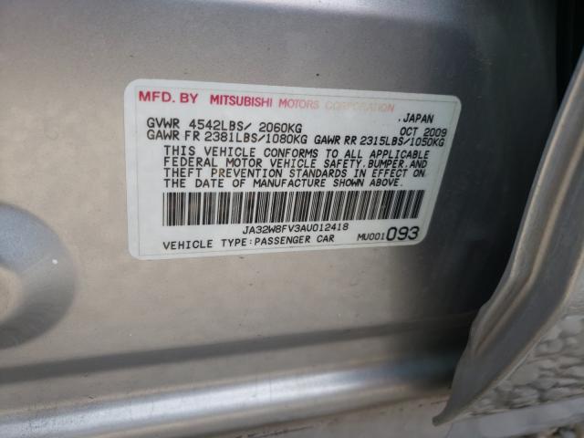 2010 MITSUBISHI LANCER EVO JA32W8FV3AU012418