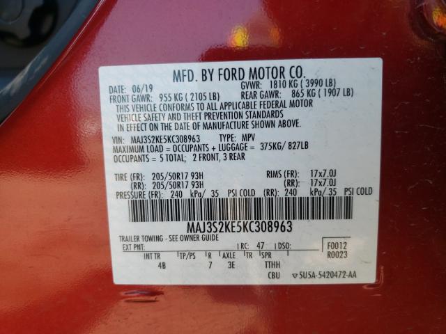 2019 FORD ECOSPORT MAJ3S2KE5KC308963