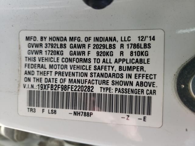 2015 HONDA CIVIC EXL 19XFB2F98FE220282