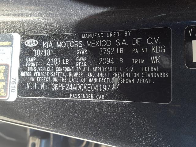 2019 KIA FORTE FE 3KPF24AD0KE041977