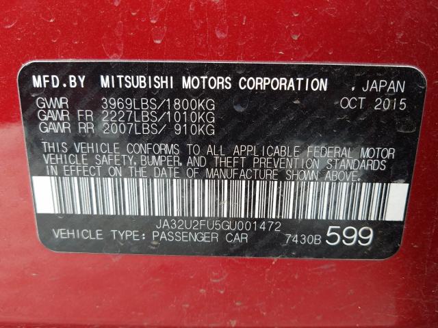 2016 MITSUBISHI LANCER ES JA32U2FU5GU001472