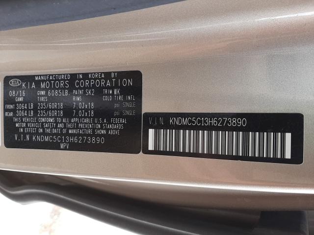 2017 KIA SEDONA EX KNDMC5C13H6273890