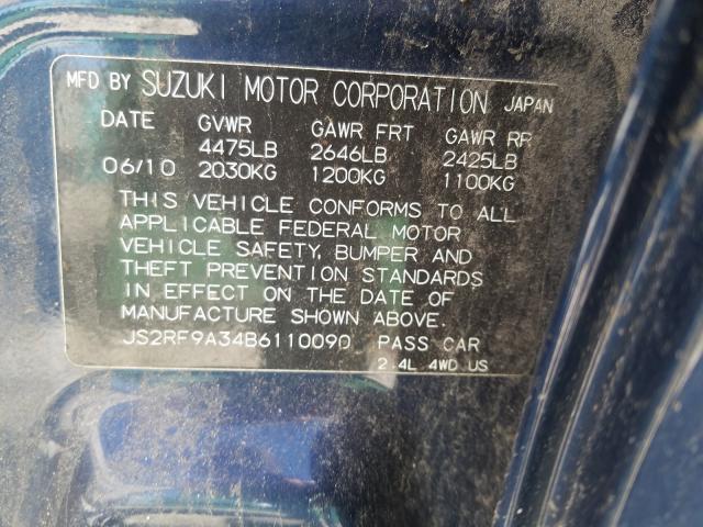 2011 SUZUKI KIZASHI SE JS2RF9A34B6110090