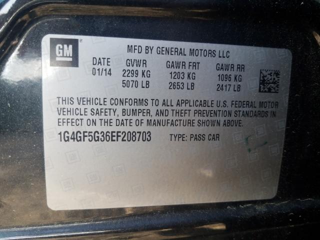 2014 BUICK LACROSSE T 1G4GF5G36EF208703