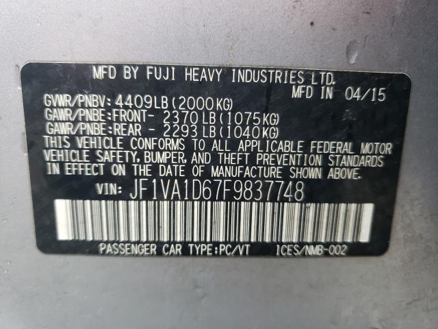 2015 SUBARU WRX PREMIU JF1VA1D67F9837748
