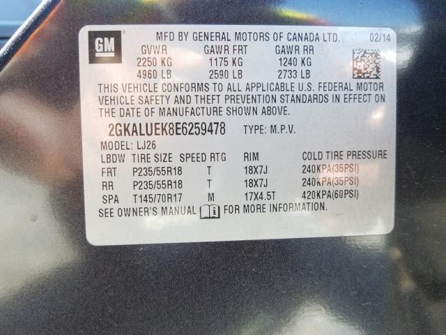 2014 GMC TERRAIN DE 2GKALUEK8E6259478