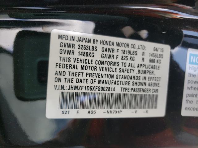 2015 HONDA CR-Z EX JHMZF1D6XFS002814