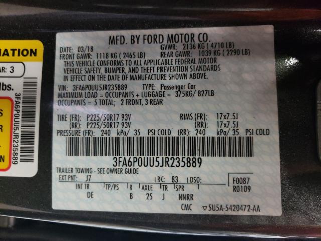 2018 FORD FUSION S H 3FA6P0UU5JR235889