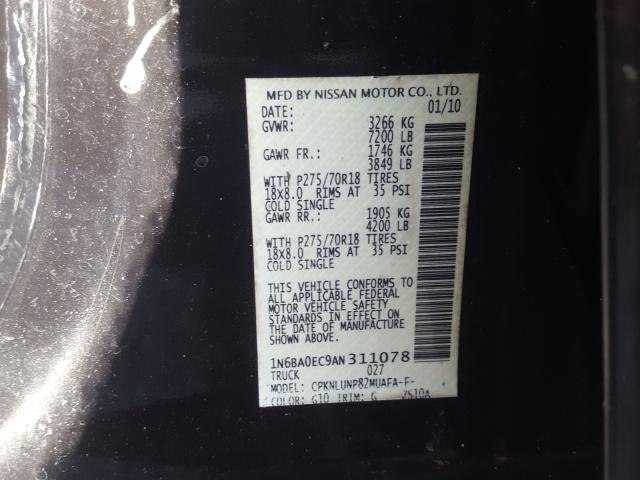 2010 NISSAN TITAN XE 1N6BA0EC9AN311078