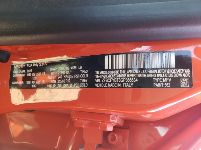 2016 FIAT 500X EASY ZFBCFYBT8GP366634