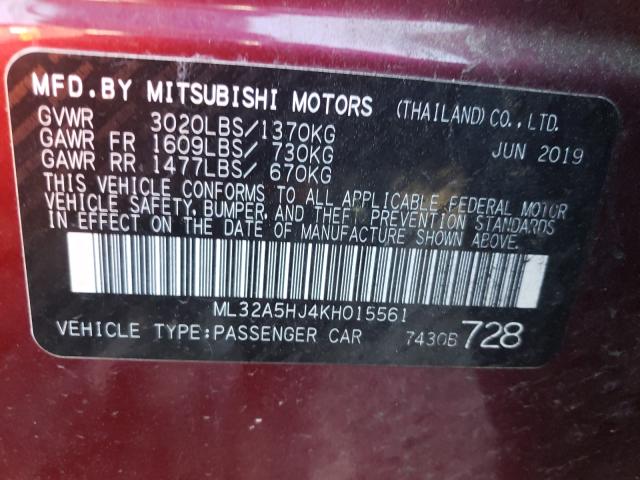 2019 MITSUBISHI MIRAGE LE ML32A5HJ4KH015561
