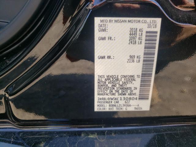 2019 NISSAN ALTIMA PLA 1N4BL4FW5KC130804