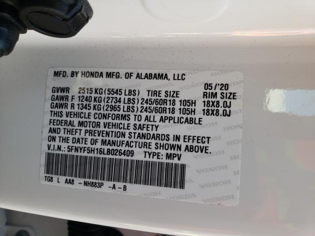 2020 HONDA PILOT LX 5FNYF5H16LB026409