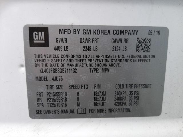 2016 BUICK ENCORE CON KL4CJFSB3GB711132