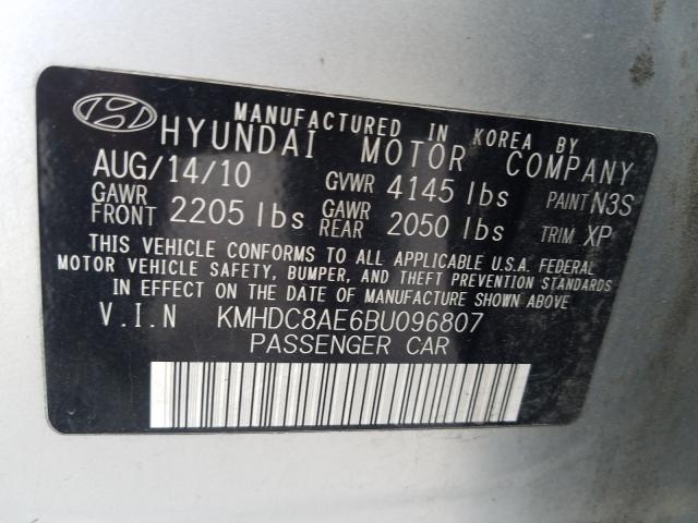 2011 HYUNDAI ELANTRA TO KMHDC8AE6BU096807