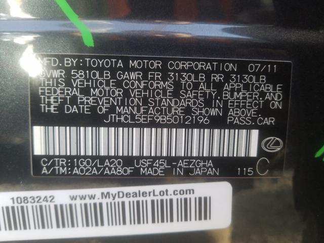 2011 LEXUS LS 460 JTHCL5EF9B5012196