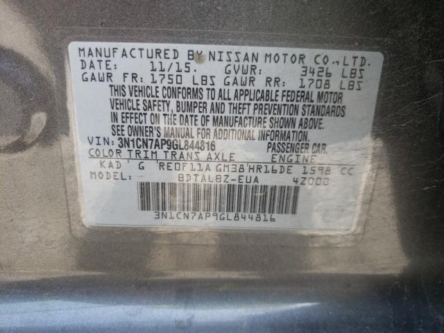 2016 NISSAN VERSA S/S 3N1CN7AP9GL844816