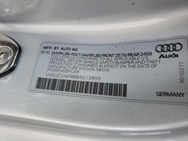 2011 AUDI S5 PREMIUM WAUCVAFR8BA013955