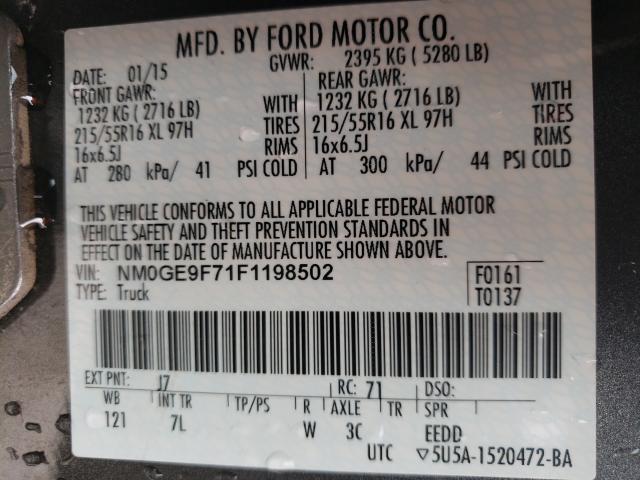 2015 FORD TRANSIT CO NM0GE9F71F1198502