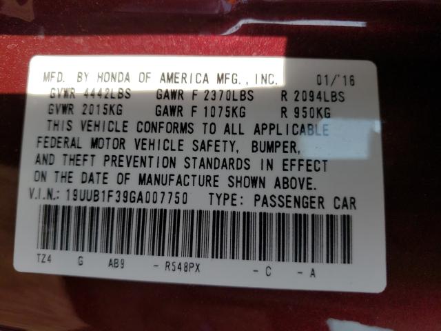 2016 ACURA TLX 19UUB1F39GA007750