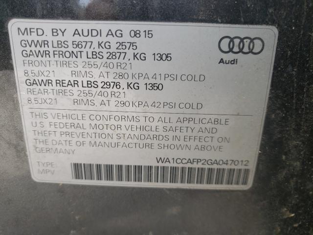 2016 AUDI SQ5 PREMIU WA1CCAFP2GA047012