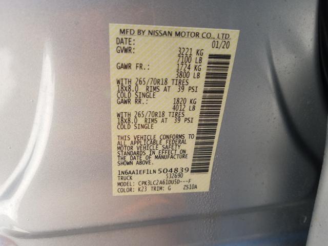 2020 NISSAN TITAN SV 1N6AA1EF1LN504839