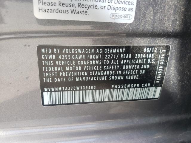 2012 VOLKSWAGEN GOLF WVWNM7AJ7CW339463