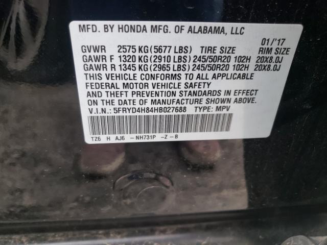 2017 ACURA MDX ADVANC 5FRYD4H84HB027688