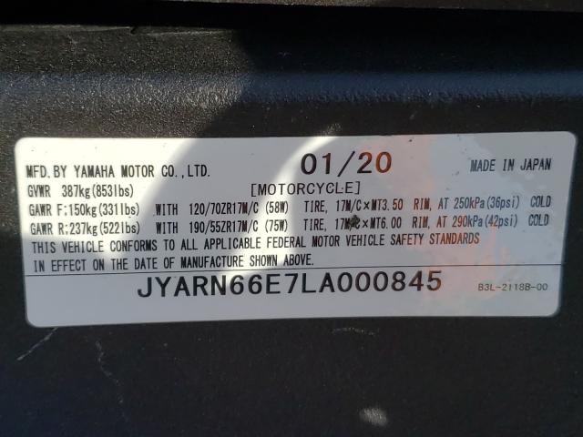 2020 YAMAHA YZFR1 JYARN66E7LA000845