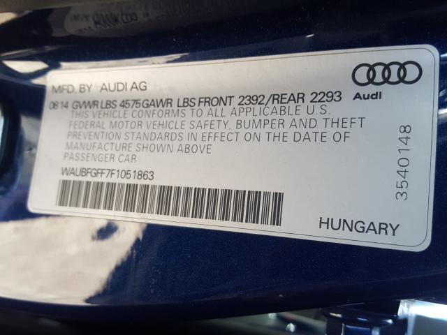 2015 AUDI A3 2.0T WAUBFGFF7F1051863