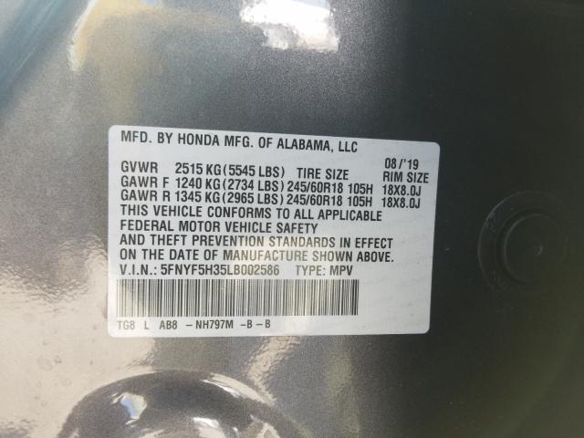 2020 HONDA PILOT EX 5FNYF5H35LB002586