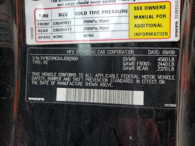 2010 VOLVO C70 T5 YV1672MC6AJ092999