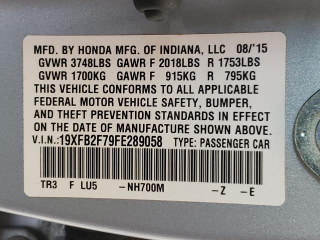 2015 HONDA CIVIC SE 19XFB2F79FE289058