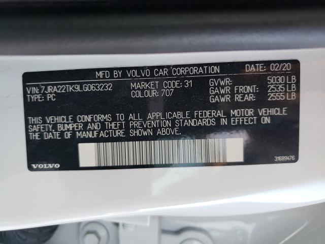 2020 VOLVO S60 T6 MOM 7JRA22TK9LG063232