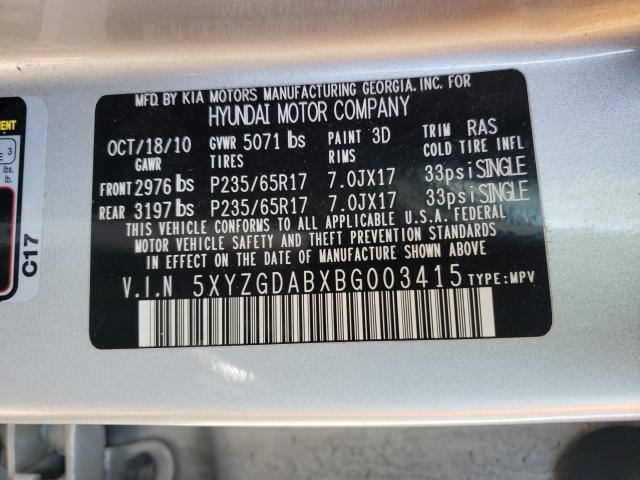 2011 HYUNDAI SANTA FE 5XYZGDABXBG003415