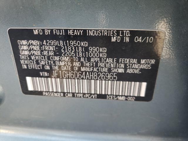 2010 SUBARU IMPREZA OU JF1GH6D64AH826965