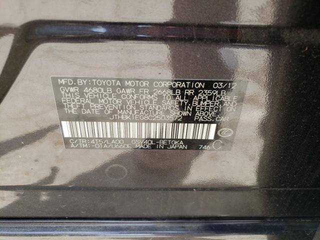 2012 LEXUS ES 350 JTHBK1EG8C2503572