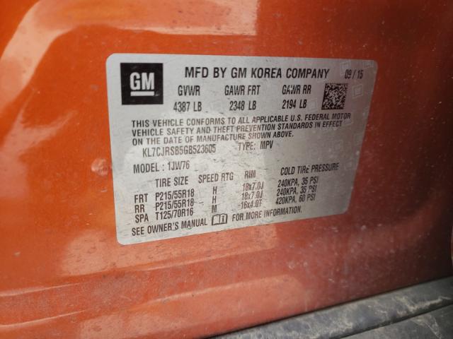 2016 CHEVROLET TRAX LTZ KL7CJRSB5GB523605