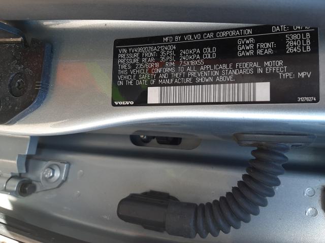 2010 VOLVO XC60 T6 YV4992DZ6A2124004