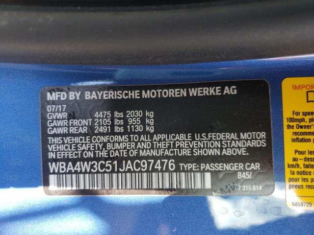 2018 BMW 430I WBA4W3C51JAC97476