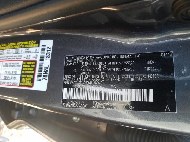 2018 TOYOTA SEQUOIA LI 5TDJY5G11JS159746