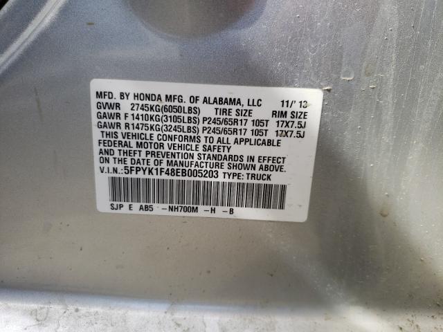 2014 HONDA RIDGELINE 5FPYK1F48EB005203