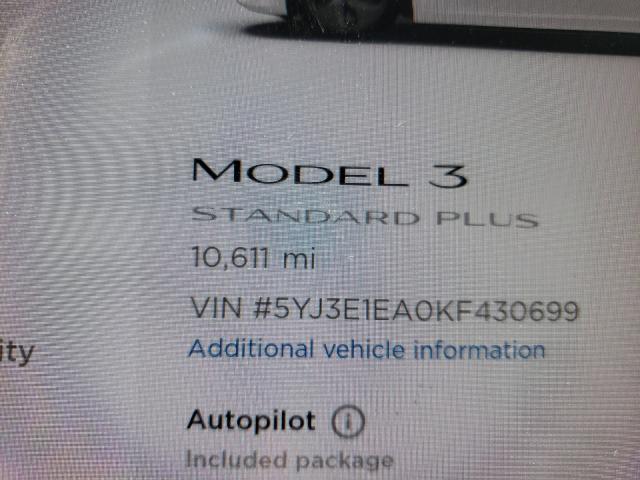 2019 TESLA MODEL 3 5YJ3E1EA0KF430699