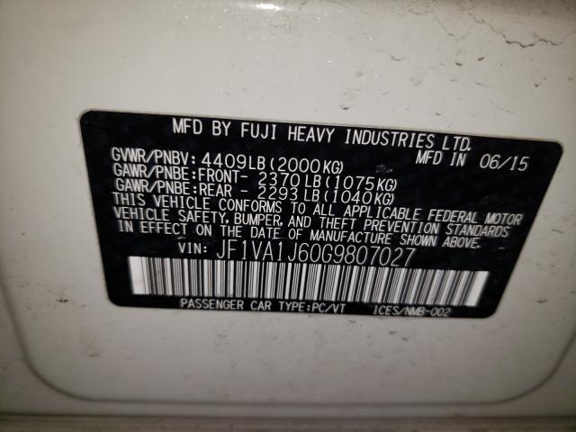 2016 SUBARU WRX LIMITE JF1VA1J60G9807027