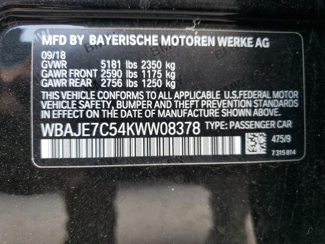 WBAJE7C54KWW08378 BMW 5 Series 2019. Фото: 9