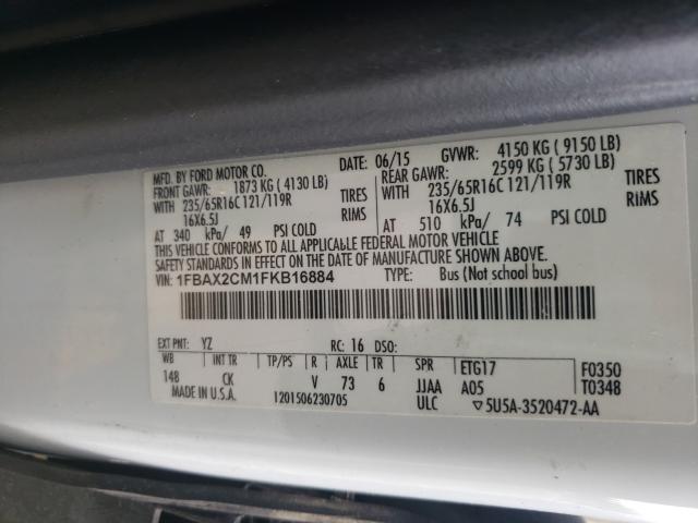 2015 FORD TRANSIT T- 1FBAX2CM1FKB16884