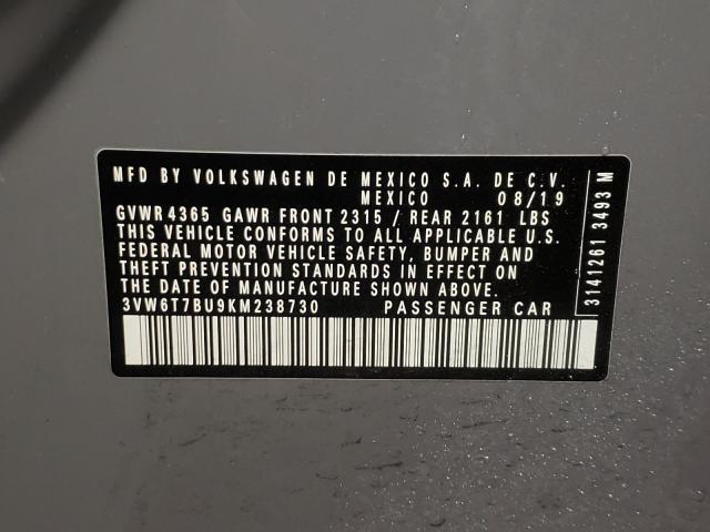 2019 VOLKSWAGEN JETTA GLI 3VW6T7BU9KM238730