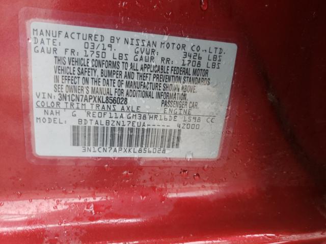 2019 NISSAN VERSA S 3N1CN7APXKL856028